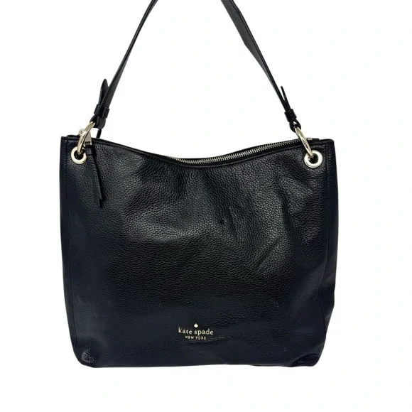 Kate Spade Kat Black Pebbled Leather Hobo Shoulder Bag - Picture 1 of 12